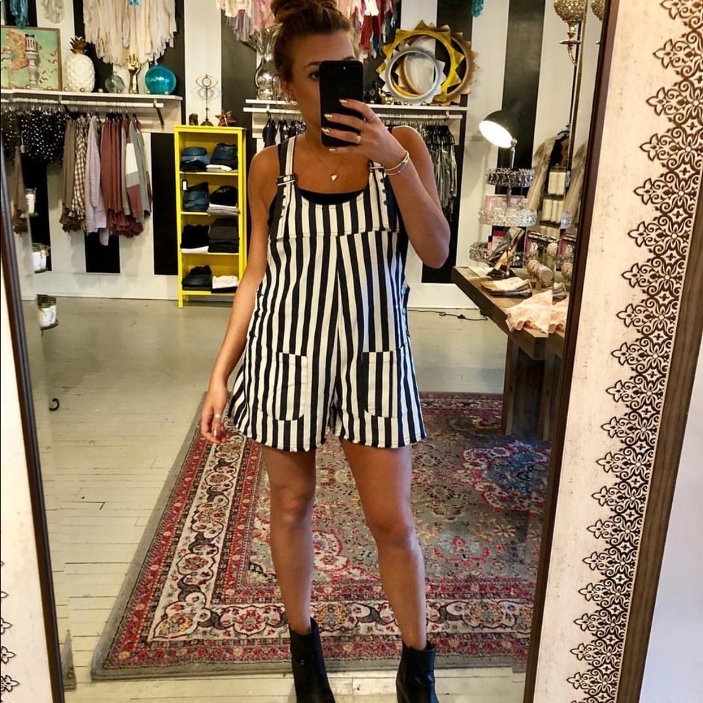 White and Navy Overalls